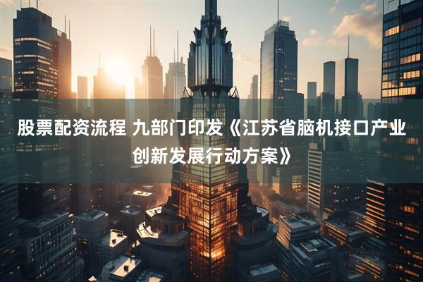 股票配资流程 九部门印发《江苏省脑机接口产业创新发展行动方案》